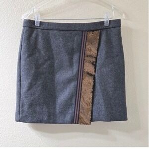 J.Crew Gray Wool Blend Mini Skirt with Sequin Front Panel – Size 4 | Fall Winter